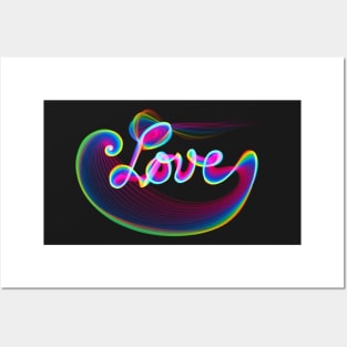 Glowing Rainbow Love Posters and Art